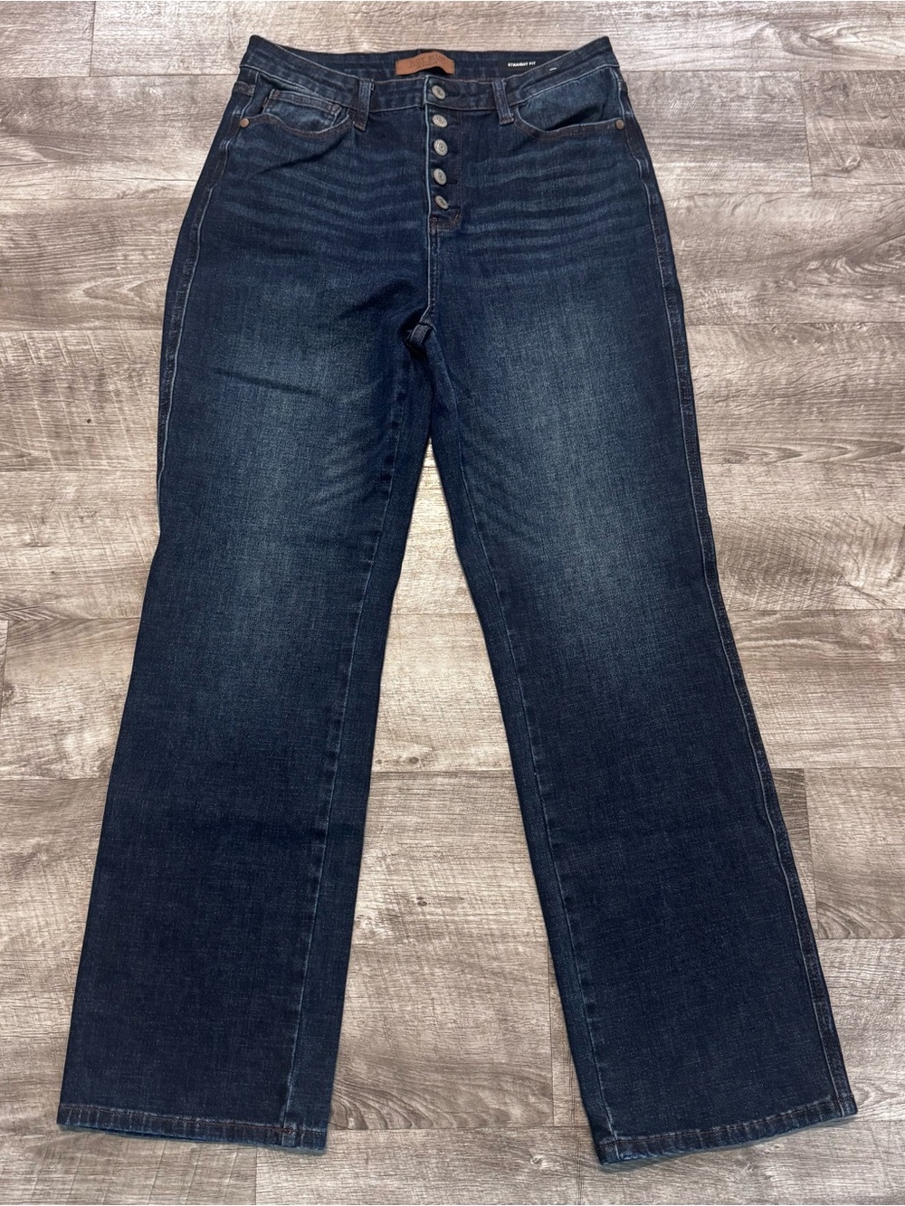 Judy Blue High Waist Straight Fit Button Fly Dark Wash Jeans Womens Sz. 13/31